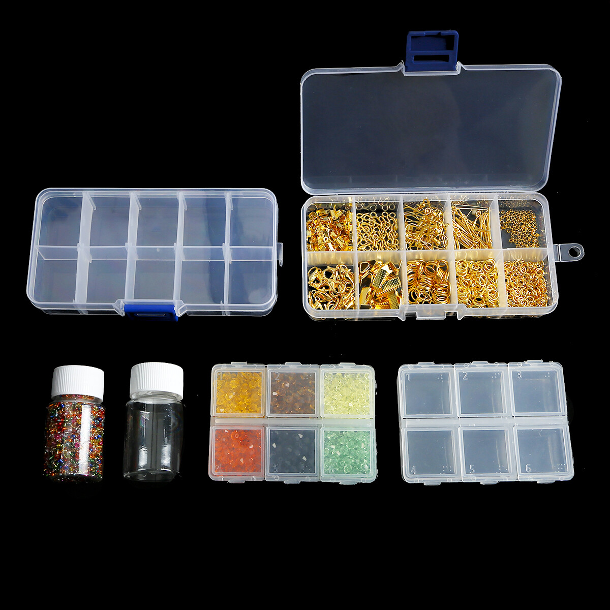 Nhiều kích cỡ trong suốt lưu trữ nhựa hộp trang sức ngăn có thể điều chỉnh container cho hạt hộp Bông tai đối với trang sức hộp hình chữ nhật trường hợp
