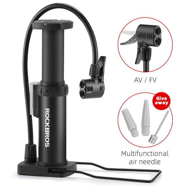 ROCKBROS Bike Pump 80PSI High Pressure AV/FV Portable Air Inflator MTB Bicycle Pump Bike Accessories