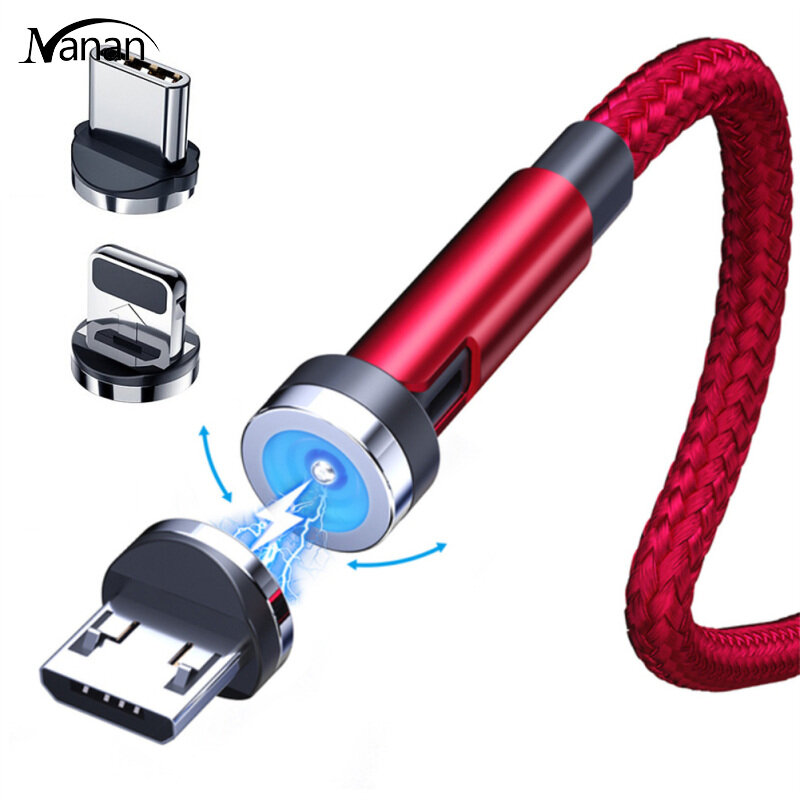540-degree Rotating Magnetic Cable Fast Charging Magnetic Charger Cable Compatible For Ios / Android / Type-c