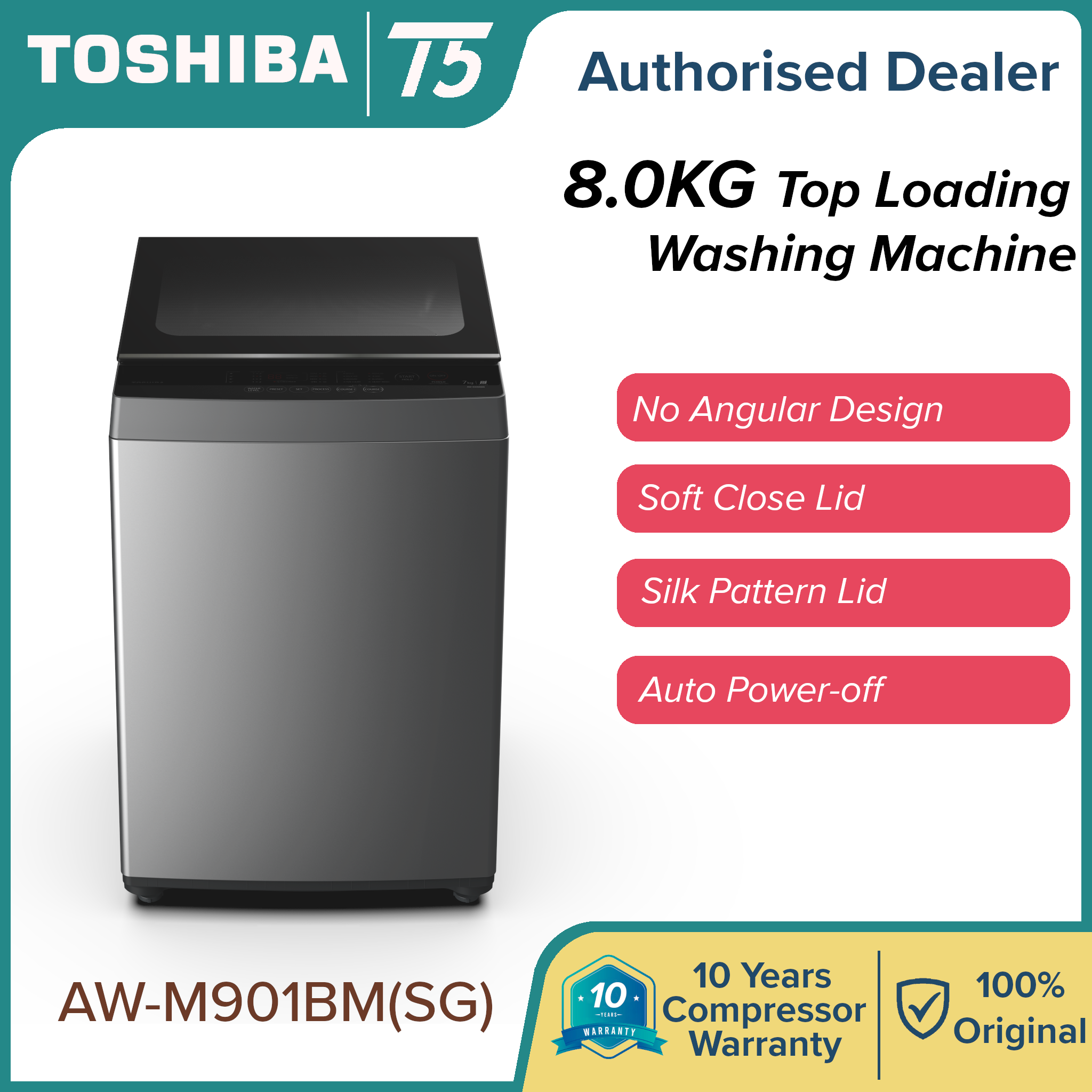 Toshiba Washing Machine 8KG AWM901BM Washer Mesin Basuh 洗衣机【 Delivery