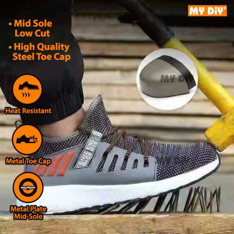 DIYHARDWARESTATION - SAFETY SHOE SAFETY BOOTS STEEL TOE CAP LIGHT WEIGHT Kasut Safety Work Shoes Anti-smash Anti-puncture / Kasut Kerja Besi Selamat