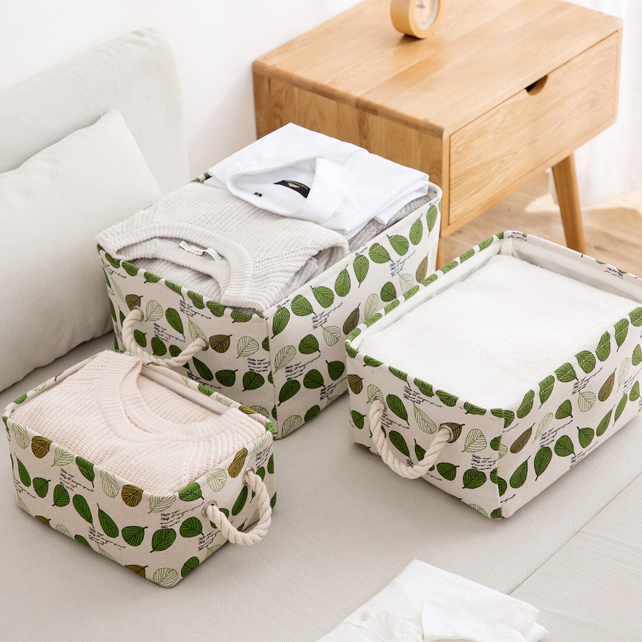 Homenhome Clothes Sorting Basket Desktop Storage Basket Fabric Kitchen Snack Organizing Basket