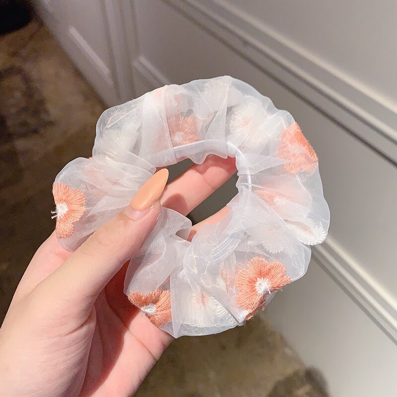 Fashion Korean Purple Gauze Scrunchies Hair Tie Elastic Rubber Band