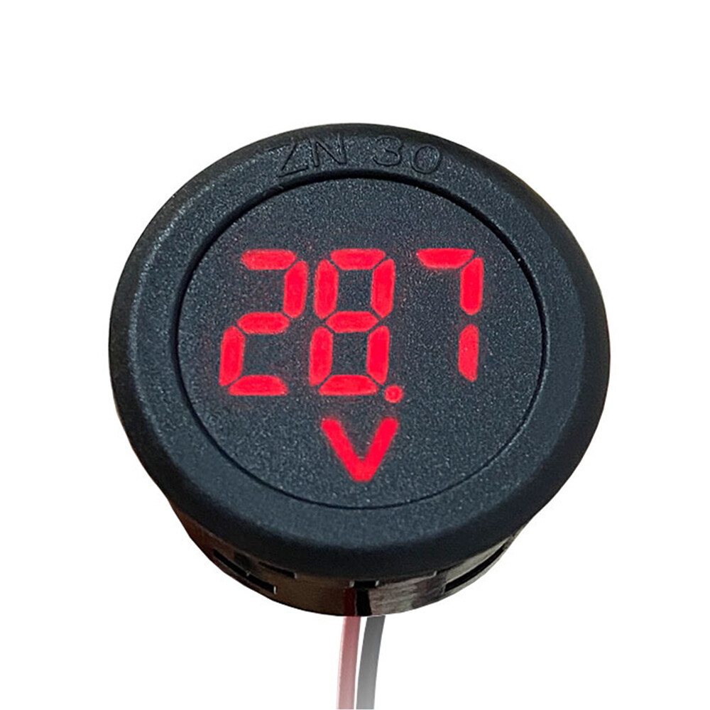 Diymore LED Digital Display Circular Two-wire Voltmeter DC 4-100V DC Digital Voltmeter Head Display Reverse Connection Protection