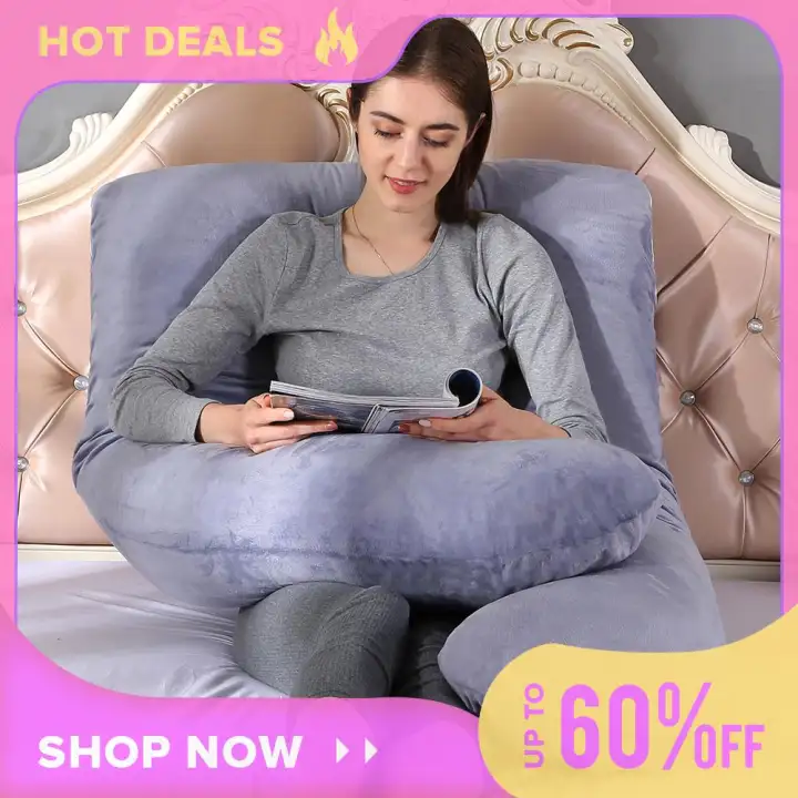 Crystal Velvet U Shape Pregnancy Pillow Cover Detachable Solid