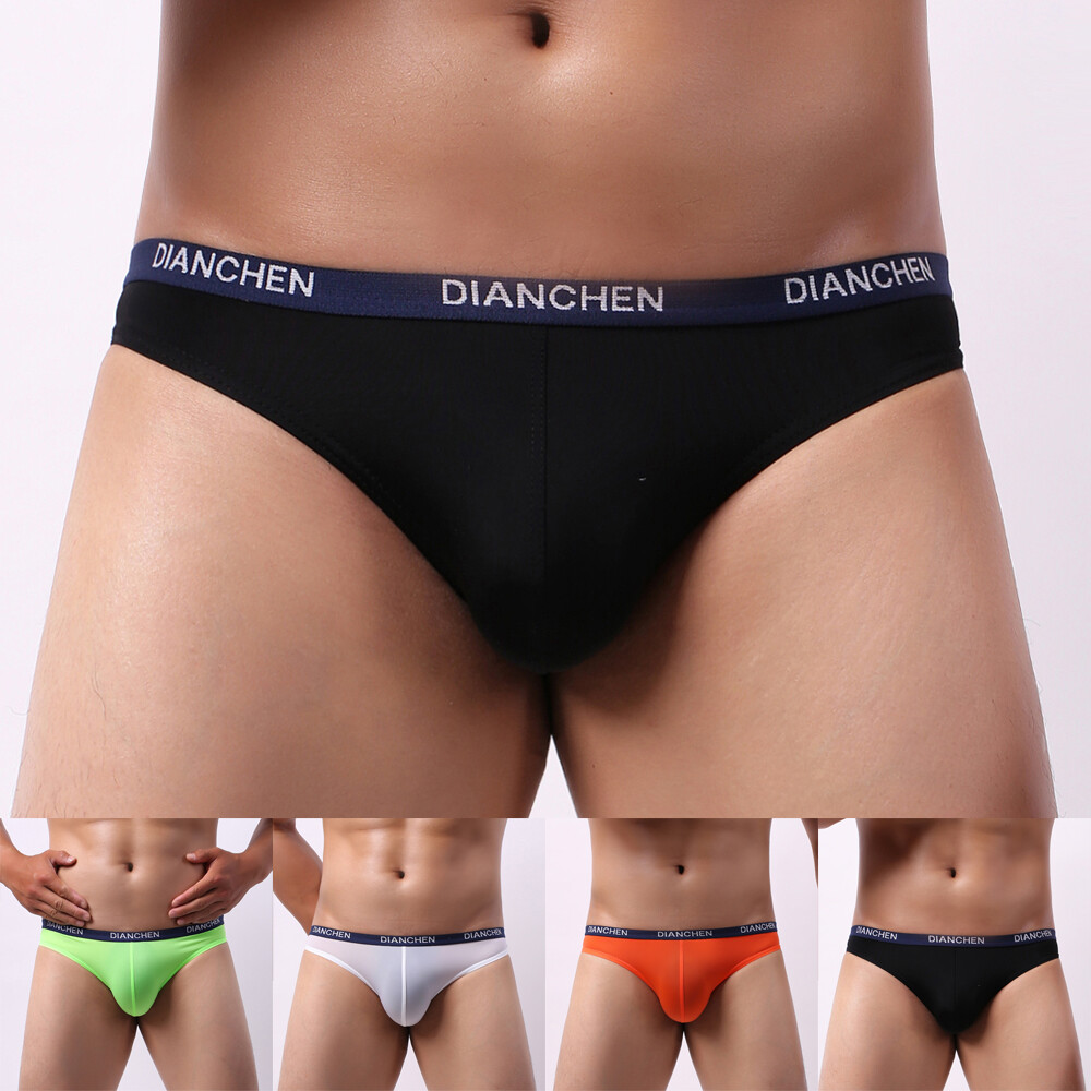 Momlove Men Elastic Seamless Ice Silk Underpants Breathable Briefs Jock Strap Underwear