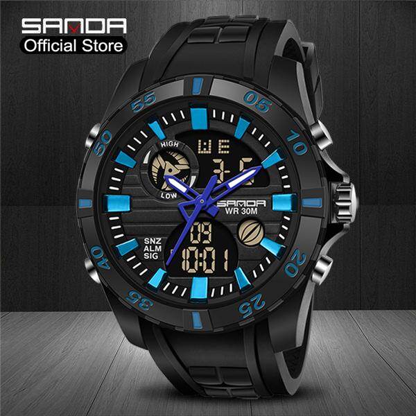 SANDA Men Watch Original Sports Brand Waterproof Dual Display LED Digital Electronic Watch Quartz Watch for Men Outdoor Top Luxury Men's Watch