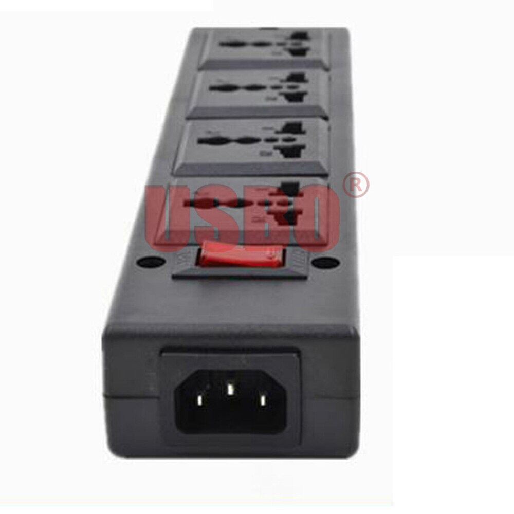 สีดำ250V 10A 4แจ็ค Multiction Universal Power Adapter Outlet PDU Strip ...