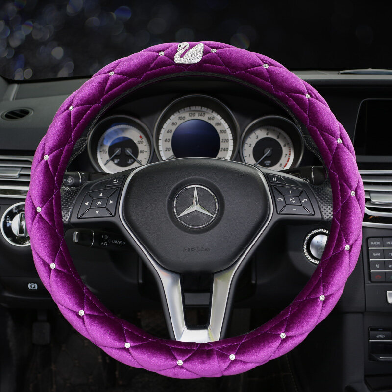 Swan diamond-encrusted car steering wheel cover non-slip warm cartoon cute  creative personality universal handlebar cover in four seasons | Lazada PH