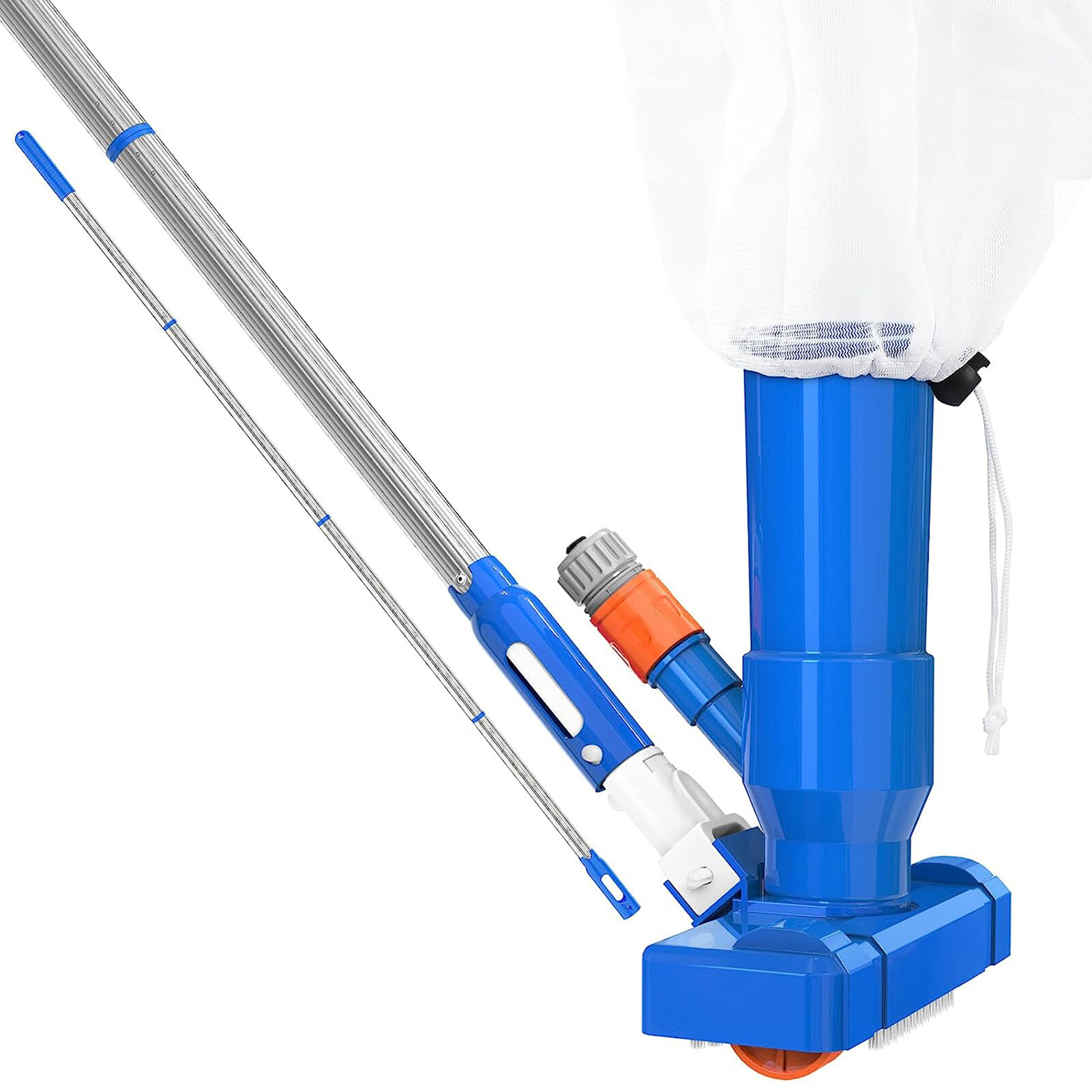 TEMELO Underwater Pool Vacuum Cleaner Pool Leaf Vacuum Cleaning Kit Portable Handheld Swimming Pool Jet Cleaner No Power Needed Detachable Poles Easy Pool Leaf Vacuum Cleaning Kit