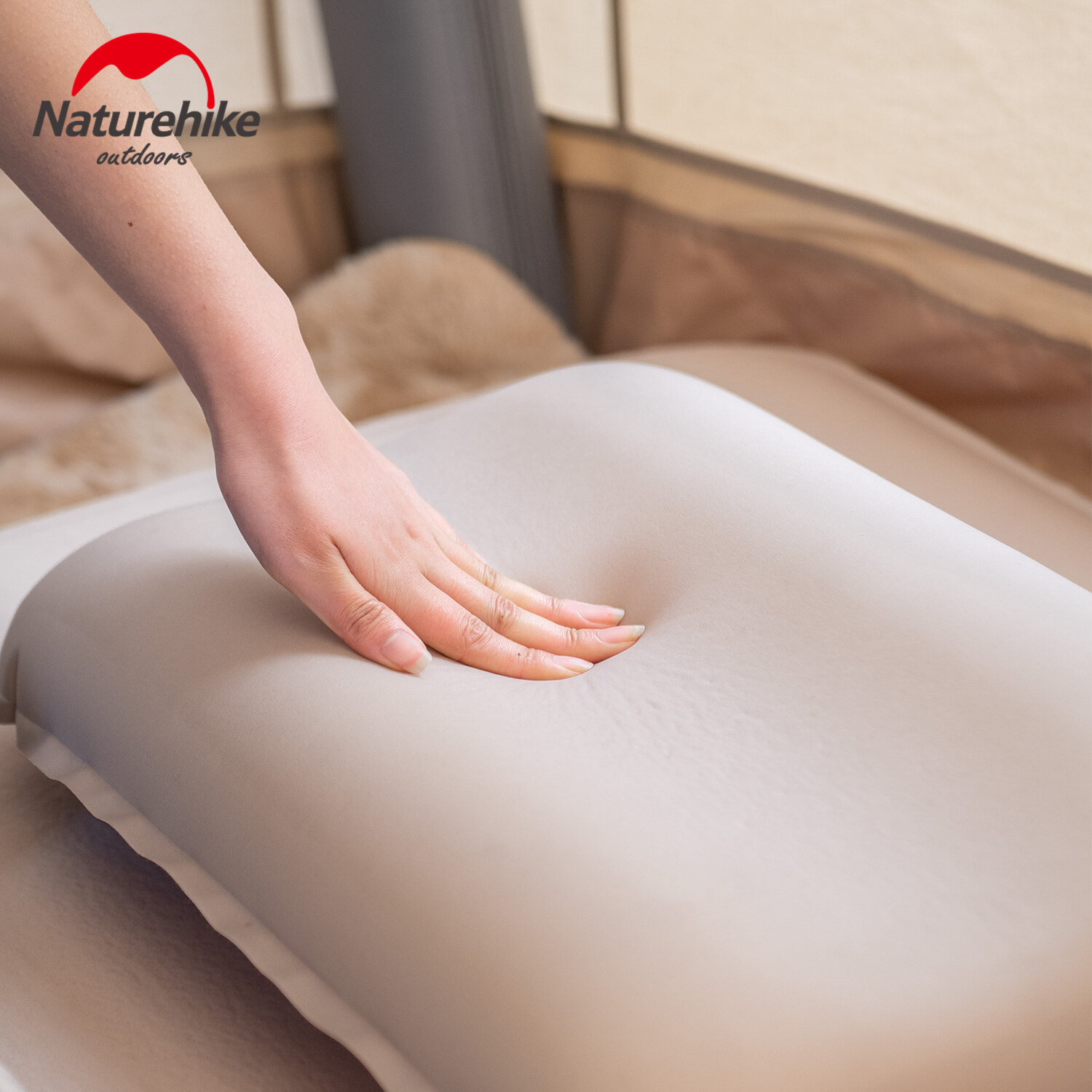 Naturehike 3D Quiet Sponge Automatic Inflatable Pillow Glamping Portable Lightweight Comfortable Elastic Fabric with Storage Bag