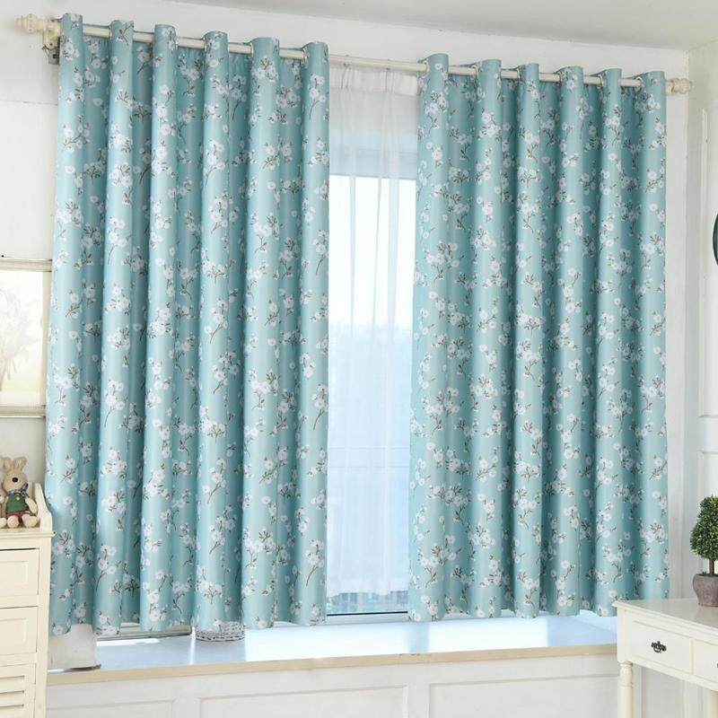 KL Rèm Bán Cho Cửa Sổ Mua 1 Tặng 1 Màu Xanh Lá Cây Kapok In Ấn Shading Rèm Phòng Ngủ Ban Công Rèm Rèm Ngắn Shading Vải Rèm Cửa Sổ