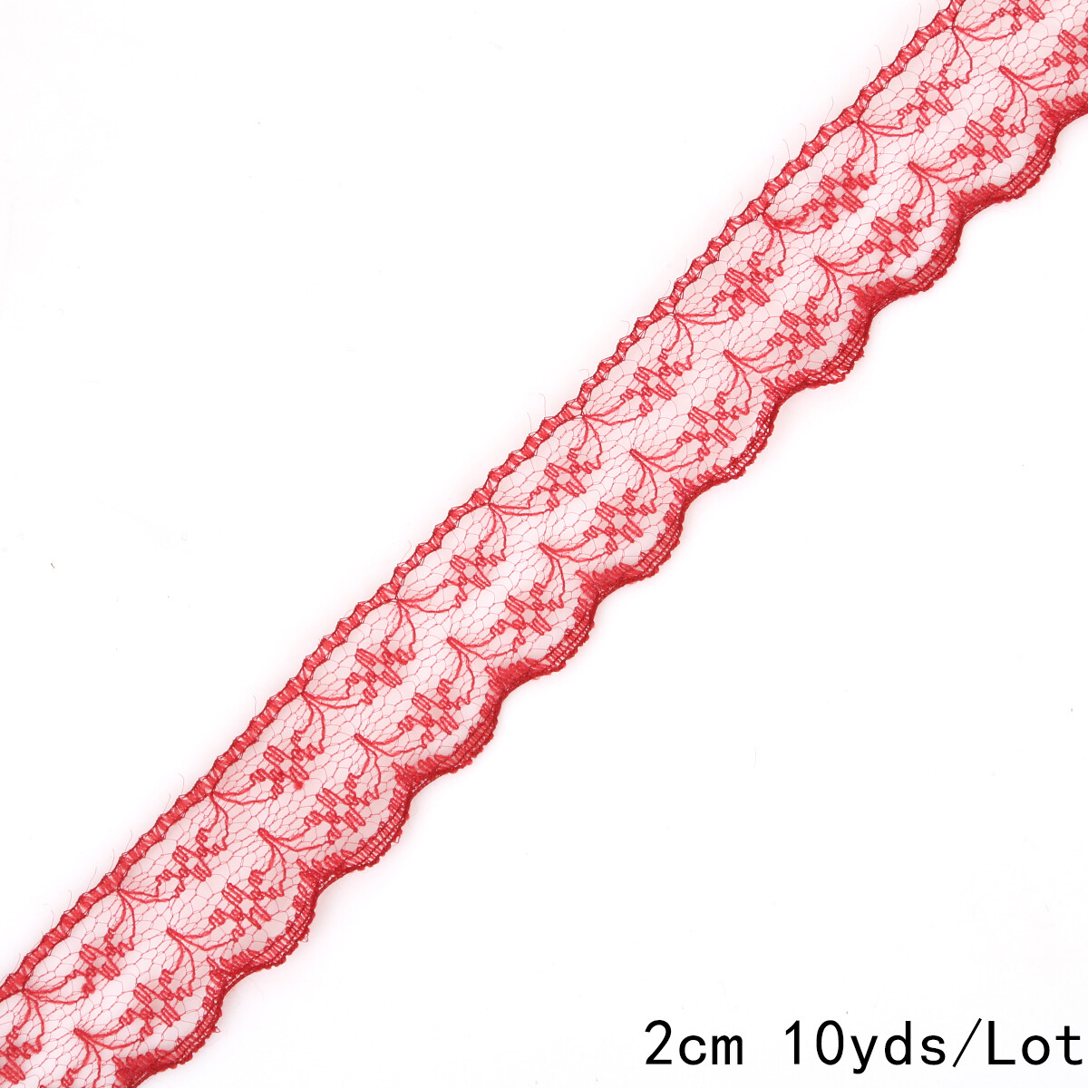 10Yards/Roll Solid Color Lace Fabric Flower Trim Ribbons DIY Sewing Handmade Webbing Decoration Craft Materials Width 2cm