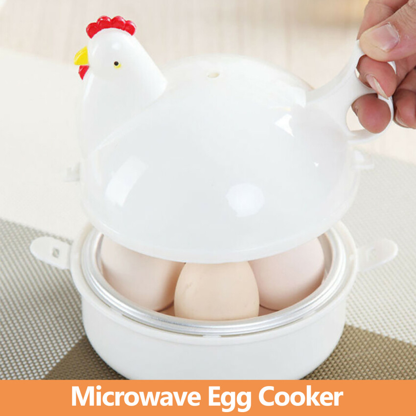 Microwave Egg Steamer Poacher Cooker Boiler Steamer Gadgets Cook Soft And Hard Boiled Egg Chicken Shape For 4 Eggs Kitchen