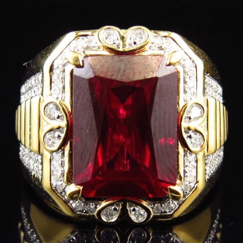 Ruby Ring 18K Gold Plated Diamond-Studded Ring Classic Women's Daikin Ring