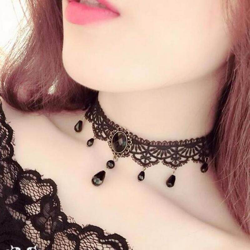 BEAUTYBIGBANG Vintage Đen Nhung Choker Vòng Cổ Cho Phụ Nữ Ren Chocker
