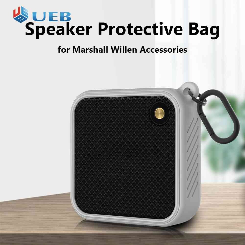 Storage Case Portable Speaker Protective Box Silicone Shockproof Anti-fall Accessories with Metal Hook for Marshall Willen