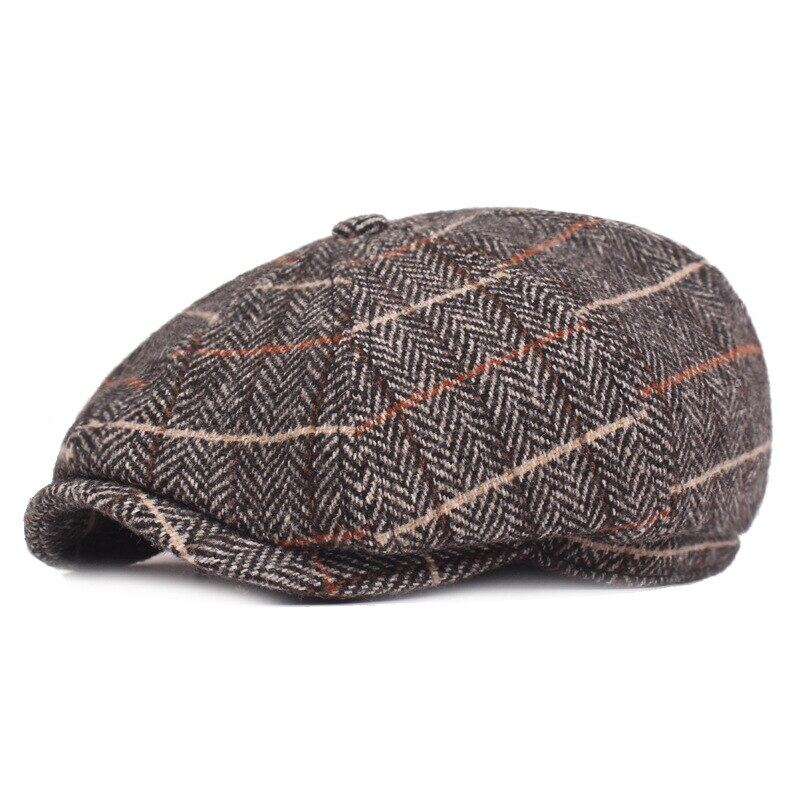 Winter 100/% Leather Beret Newsboy Hats Women Men S//M//L Size Genuine Octagonal