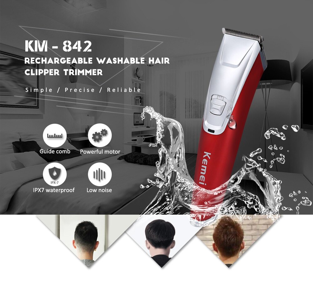 Kemei KM - 842 Rechargeable Washable Hair Clipper beard trimmer Haircut Kit  Hair Clipper | Lazada