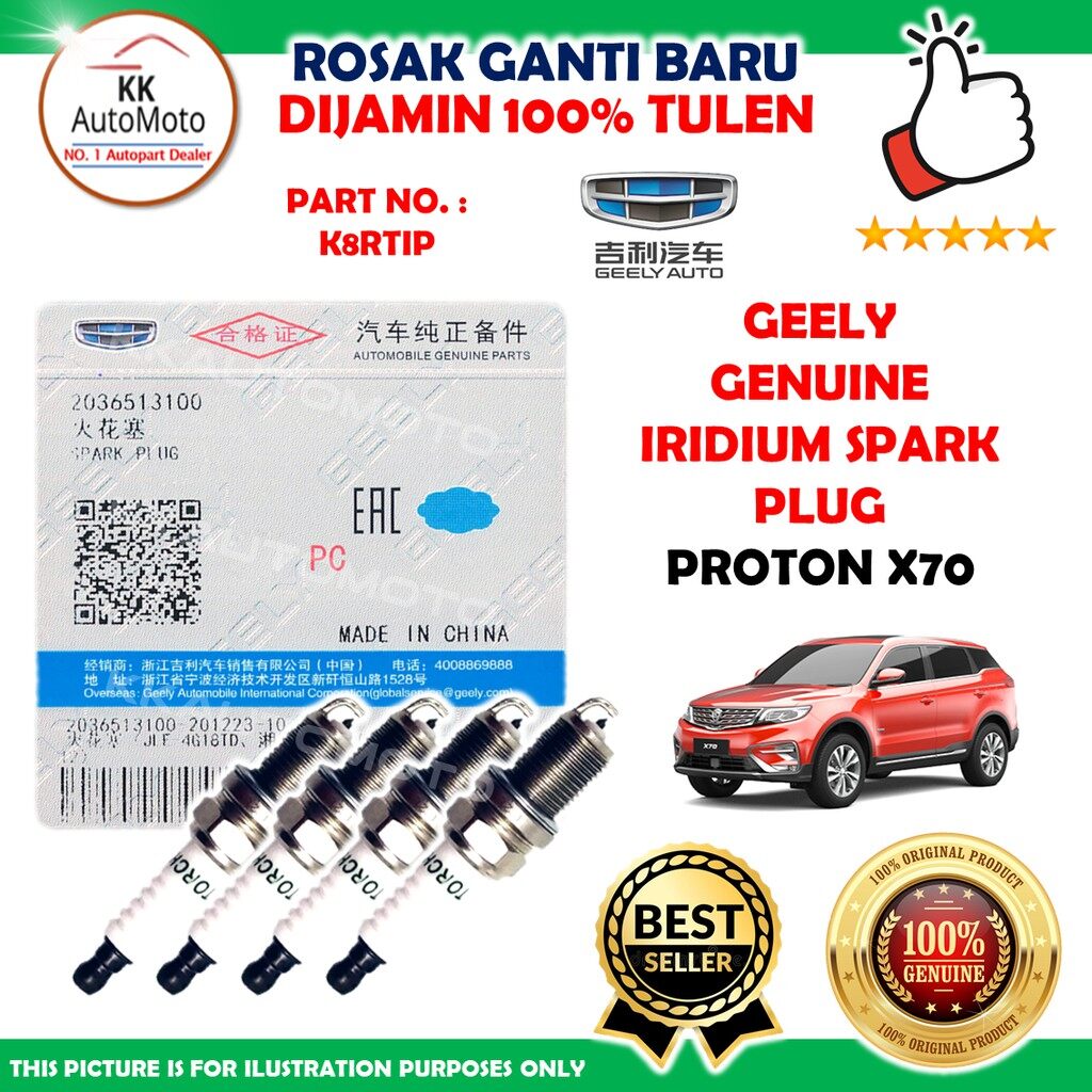 1 Set [4 Plugs] Original Geely Genuine Iridium Spark Plug Torch