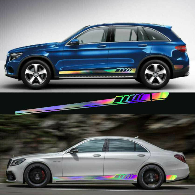 Both Side Vinyl Long Stripe Decal Sticker 2pcs Pack Reflective Car Body-Reliable