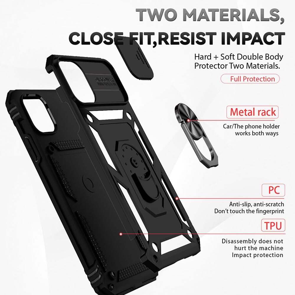 For iPhone 11 Pro Max 6.7 Phone Case,For iPhone 11 Pro 5.8 Cases,Sergeant Push Window Protection Camera Armor Ring Bracket Back Cover For iPhone 11 6.1