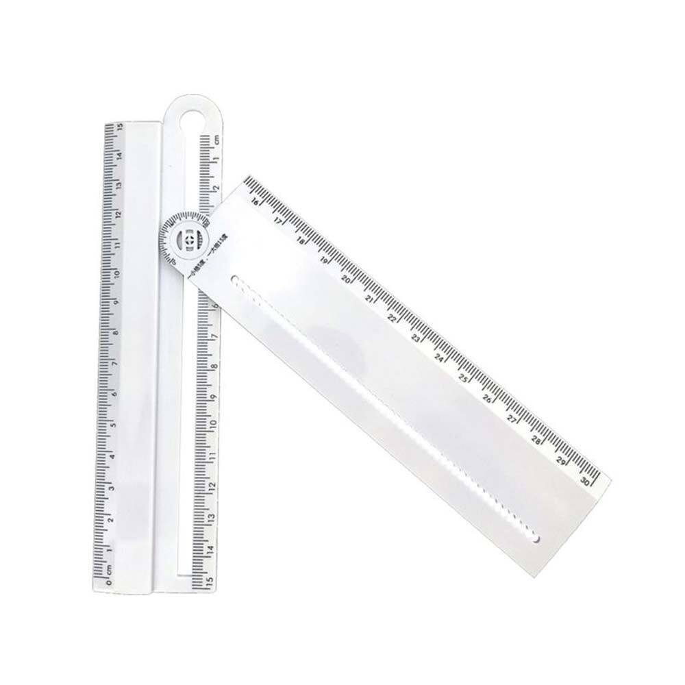 MMLUCK Simple Style Stationery Supplies Angle 30cm Drawing Tool Protractor Compass parallel Ruler Rectangle Ruler