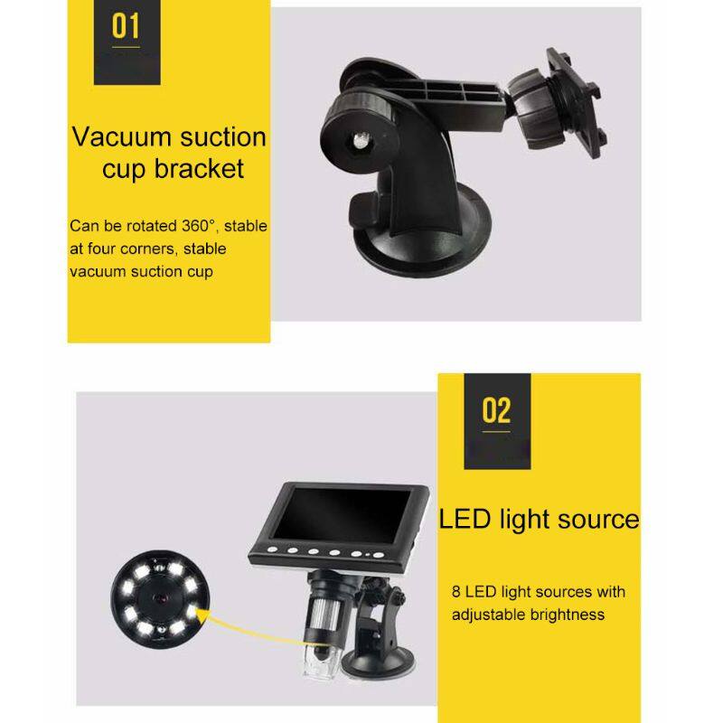 1000X Digital Microscope 4.3" LCD Electronic Rechargeable Video Microscopes Soldering Endoscope Camera Magnifier