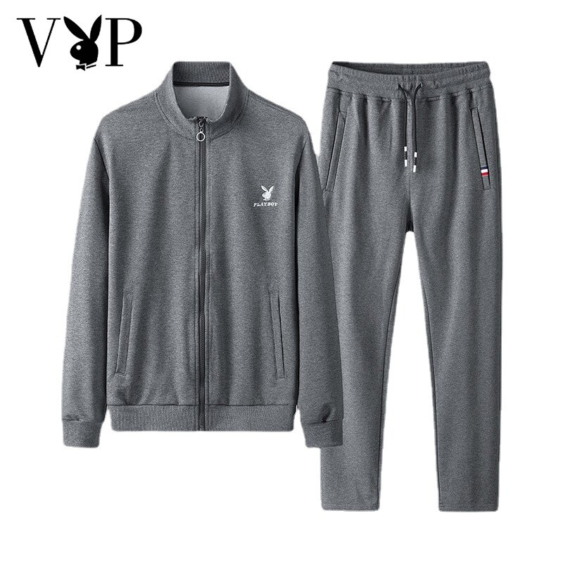 PLAYBOY VIP Áo Len Cardigan Cho Nam Bộ Đồ Hai Mảnh Mặc Thường Ngày Màu Trơn