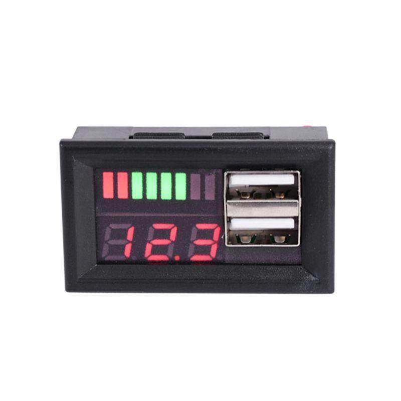 Vôn Kế Xe Máy Ô Tô Kỹ Thuật Số 12V, Đồng Hồ Đo Bảng Pin Điện Áp W USB 5V Đầu Ra