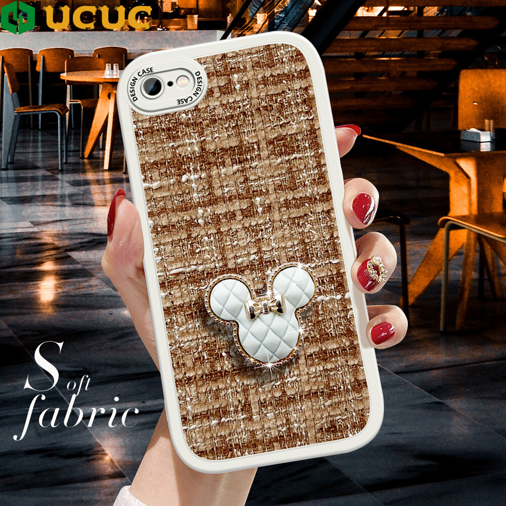 Ucuc phone case casing for iphone 6s plus 6 plus 6s 6 iphone xs max xr xs x iphone6s iphone6plus back casing for girls diy mickey mirror fabric shockproof soft silicone cover phone cases