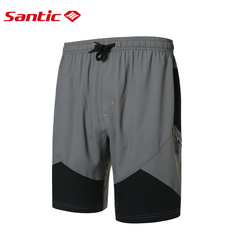 Santic Cycling Shorts for Men Mountain Bike Shorts with Zipper Pocket Road Bike Shorts Loose Fit Elastic Fabric MTB Shorts WM0C05122