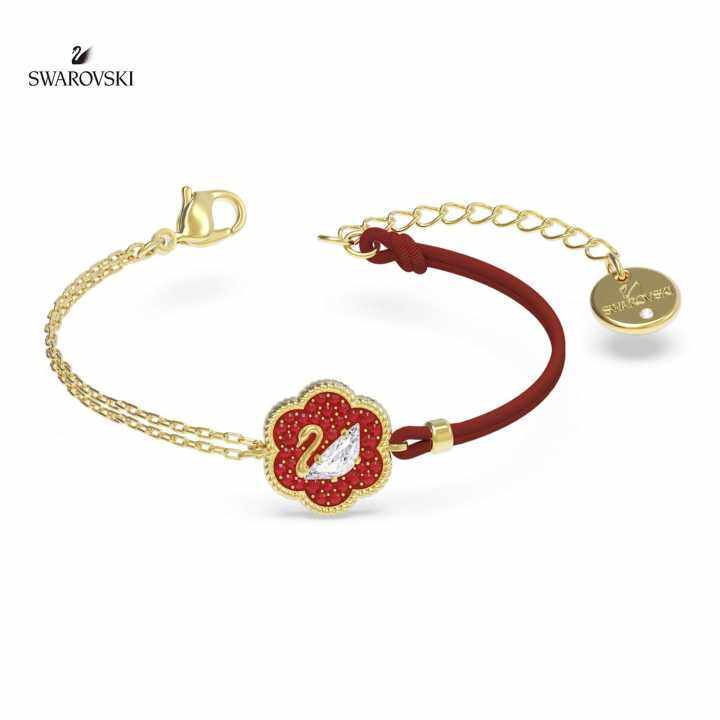 【SWAROVSKI】5649774 Swan Red Bangle Medium Bracelet Swan bangle, Swan, Medium, Red, Gold-tone plated | Swarovski