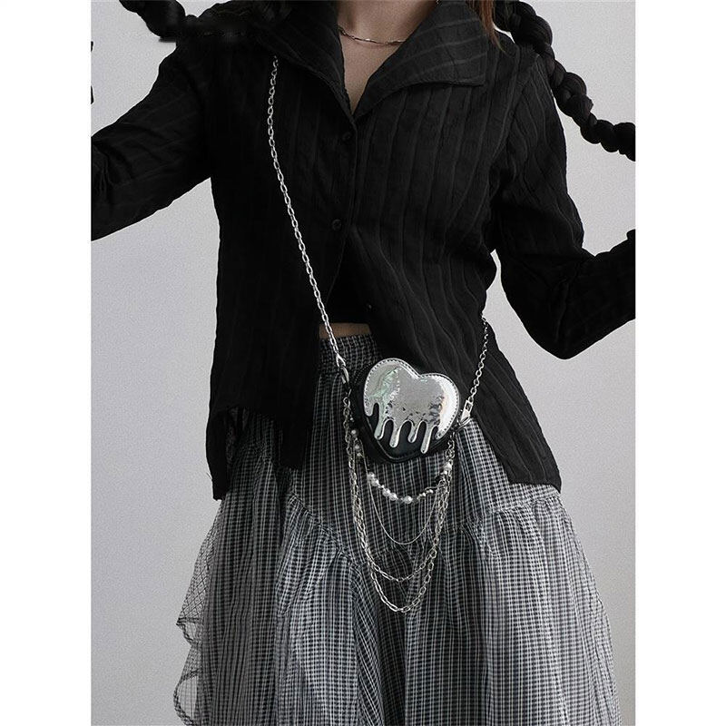 ELACCENT Y2K dissolved heart Mini chain lipstick headset pack
