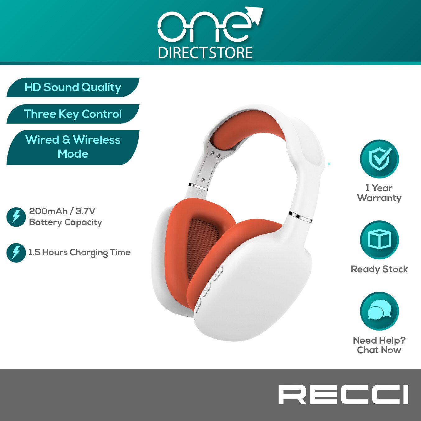RECCI RT01 BT Wireless Headphone Lazada
