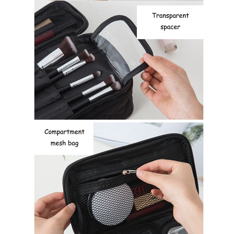 EverToner Double Layer Cosmetics Storage Bag Mesh Classification Organizer Makeup rush Separate storage Waterproof Large Capacity