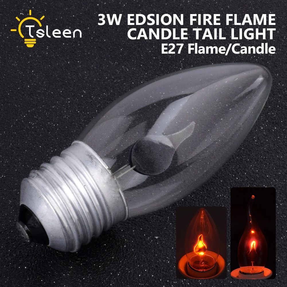 【Free Shipping】Decoration E27 E14 Led Edison Bulb Novel Candle Tip Lamp Vintage Flickering Effect Flame Fire Light