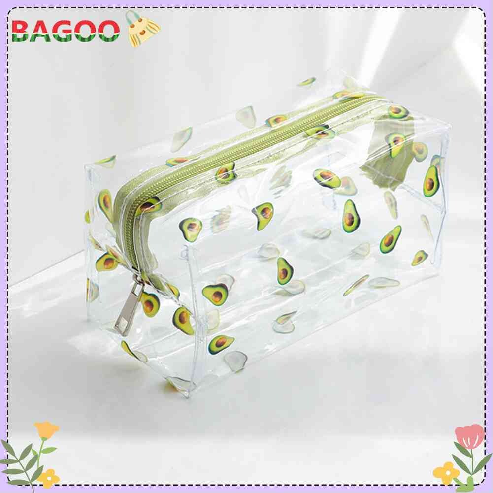 { Fast delivery }Clear PVC Cosmetic Bag Transparent Fruit Avocado Cosmetic Organizer Small Waterproof Multi-function for Women Girls Pen Storage Case
