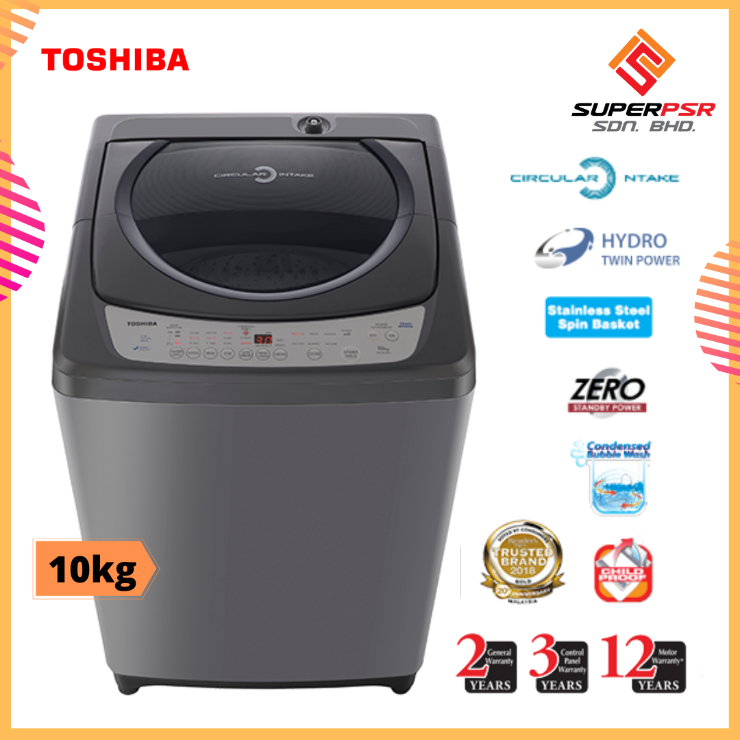 Toshiba AWJ1000FM(SG) 9.0KG Greatwaves Fully Auto Top Load Washing Machine Lazada