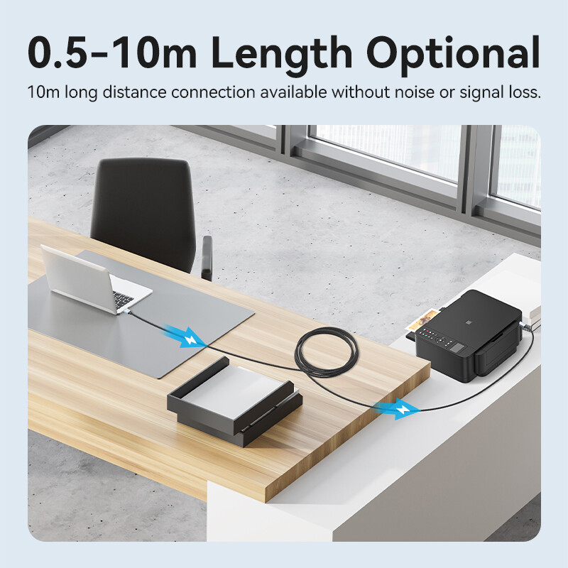 Vention Dây Cáp USB 2.0 Máy In 3M - Cáp USB A Đầu Nối USB B, Tương Thích Rộng Rãi Cho Máy In, Máy Tính - Hàng Chính Hãng