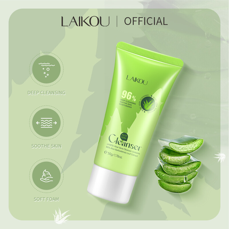 Laikou 96% aloe vera cleanser amino acid face wash oil control gentle cleansing soothe skin 50g