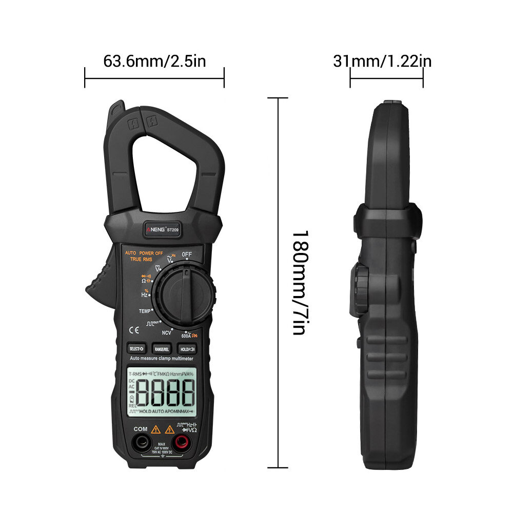 ANENG ST209 Multimeter Clamp Meter Digital 6000 Counts True RMS Amp DC/AC Current Clamp Tester Meters Voltmeter Auto Ranging LCD Display