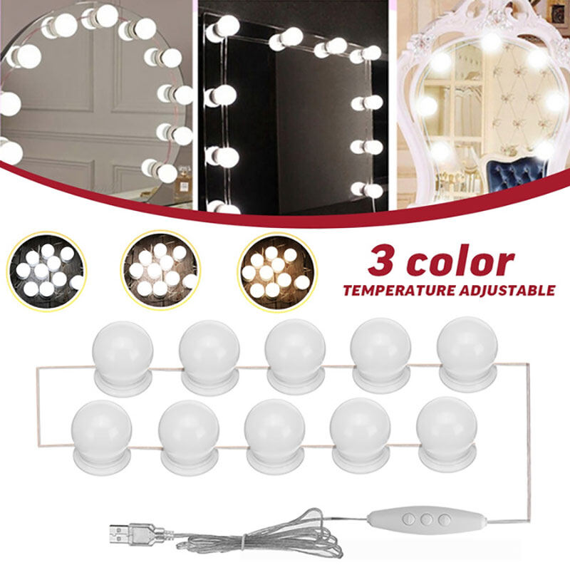 Zozo Hollywood Style LED Bulbs Vanity Makeup Dressing Table USB Mirror Lights Kit