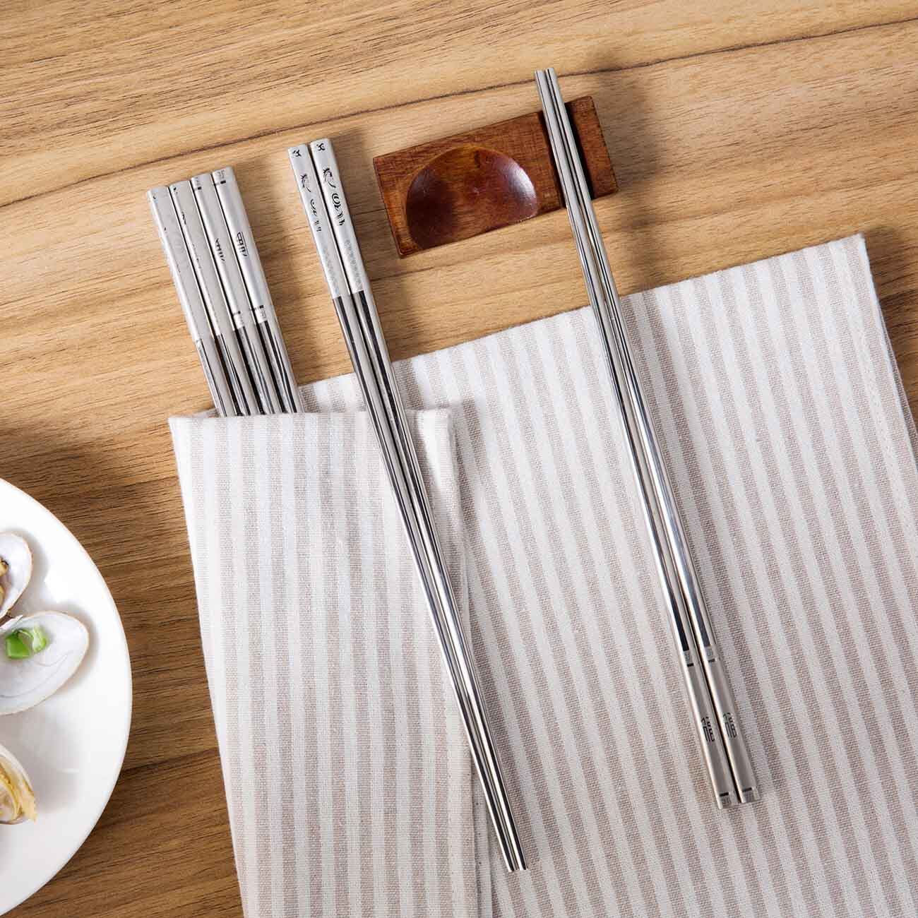 CNMF 5 Pairs Stainless Steel Chopsticks Hot Pot Kitchen Utensils 23.5x2 cm
