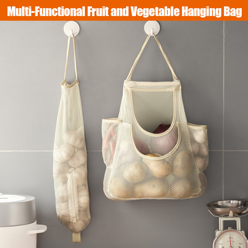 Multi-Functional Wall Hanging Fruit And Vegetable Hanging Bag Portable Ginger And Garlic Hollow Net Bag Breathable Storage Bag