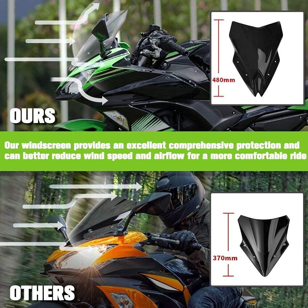 Allotmark Motorcycle Double Bubble Windshield WindScreen Screen Flyscreen Deflector For Kawasaki Ninja 650 EX650 ER6F EX 650 ER-6F 2017 2018 2019