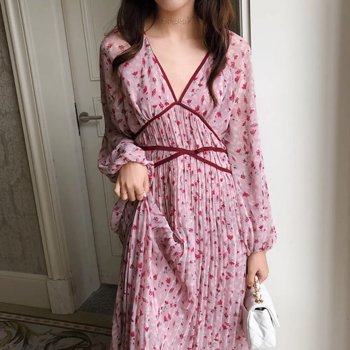 korean floral maxi dress