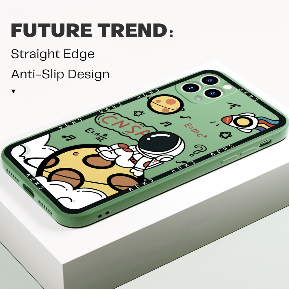 Jizetin Casing For Xiaomi Poco M5s Xiaomi Redmi Note 10 4G Note 10 5G Note10 Pro Note 10S Soft Silicone Square Cartoon Space Astronauts Cat Full Cover Camera Protection Shockproof Case