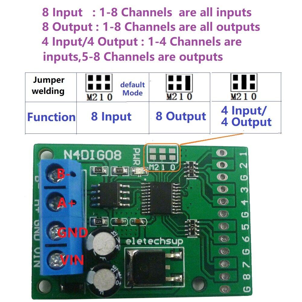 8CH đầu vào/Đầu ra công tắc kỹ thuật số TTL lvttl CMOS RS485 IO mô-đun điều khiển cho Arduino cho UNO Mega Nano STM32 AVR PIC
