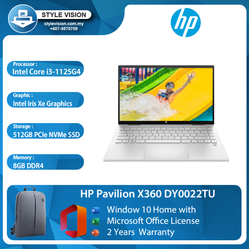 HP Pavilion X360 14 DY0022TU (3G6M9PA) (Intel Core i3-1125G4/8GB/512GB SSD/Window10/2 years Warranty/Free Office License) Malaysia